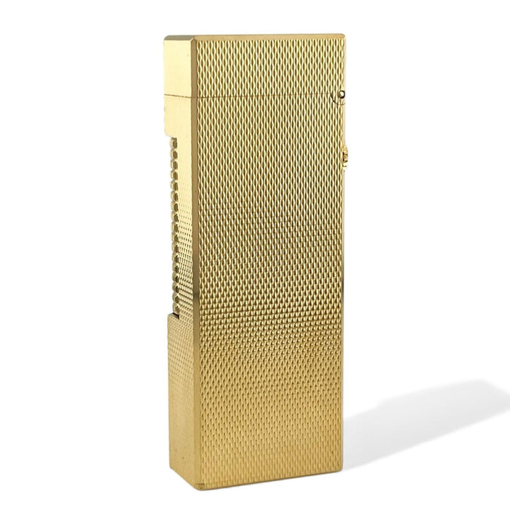 美品▲Dunhill ダンヒル スクエア 総柄 ローラー式 喫煙具 ガス ライター ゴールド スイス製 メンズ 着火確認済み