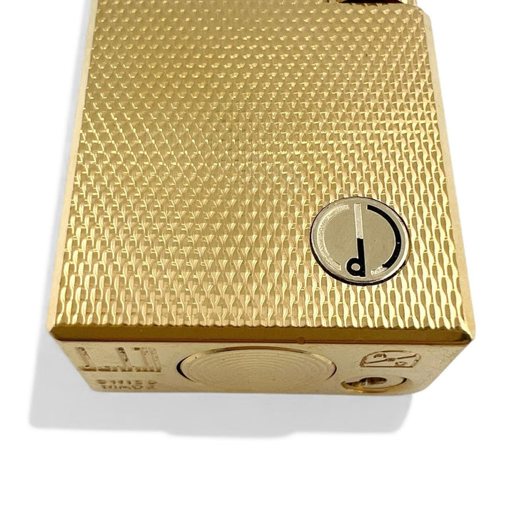 美品▲Dunhill ダンヒル スクエア 総柄 ローラー式 喫煙具 ガス ライター ゴールド スイス製 メンズ 着火確認済み