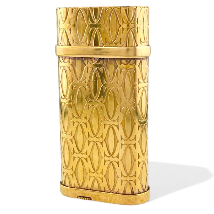 良品▲Cartier カルティエ ゴドロン ハッピーバースデー 2Cデコール オーバル ガス ライター ゴールド スイス製 メンズ 着火確認済み