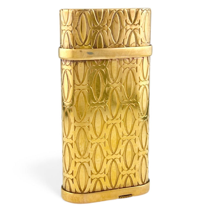 良品▲Cartier カルティエ ゴドロン ハッピーバースデー 2Cデコール オーバル ガス ライター ゴールド スイス製 メンズ 着火確認済み