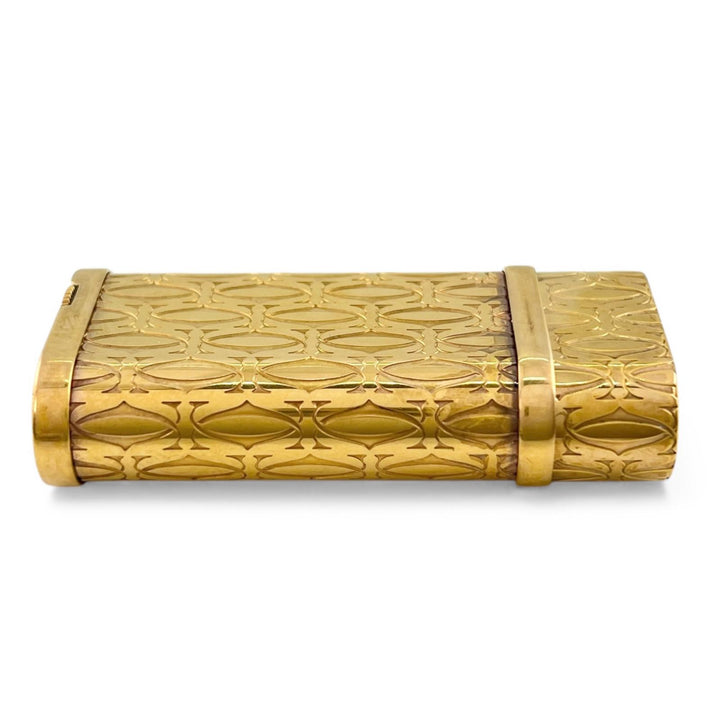 良品▲Cartier カルティエ ゴドロン ハッピーバースデー 2Cデコール オーバル ガス ライター ゴールド スイス製 メンズ 着火確認済み