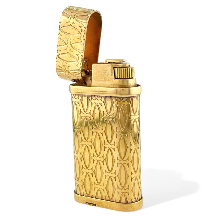 良品▲Cartier カルティエ ゴドロン ハッピーバースデー 2Cデコール オーバル ガス ライター ゴールド スイス製 メンズ 着火確認済み