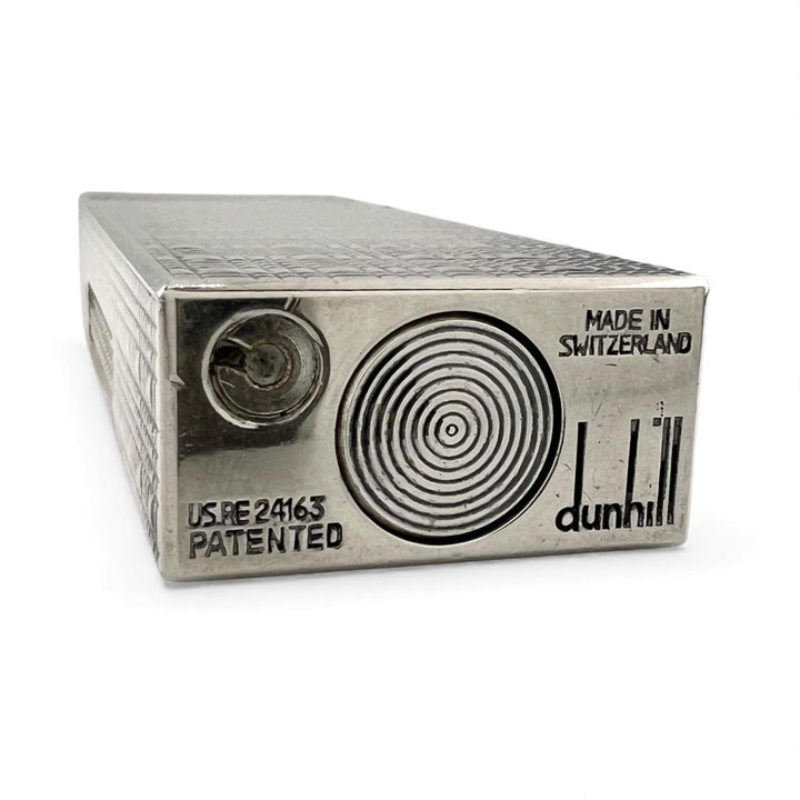 極美品▲Dunhill ダンヒル スクエア ブロックチェック柄 ローラー式 喫煙具 ガス ライター シルバー スイス製 メンズ 着火確認済み