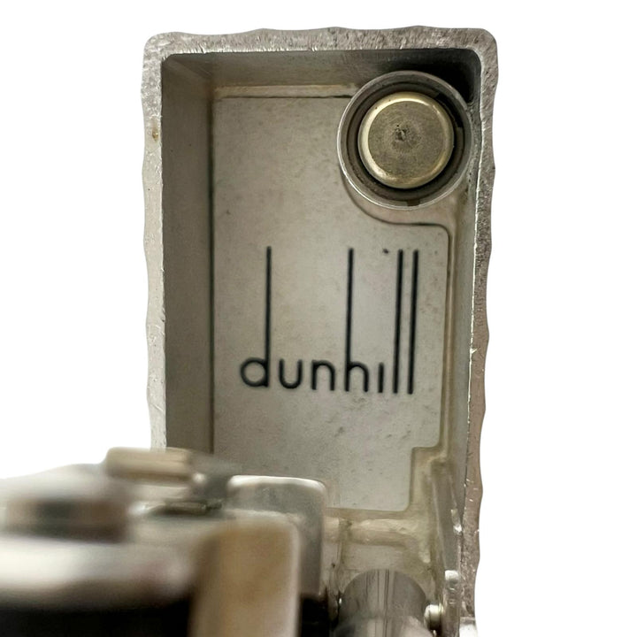 美品▲Dunhill ダンヒル スクエア ストライプ柄 ローラー式 喫煙具 ガス ライター シルバー スイス製 メンズ 着火確認済み