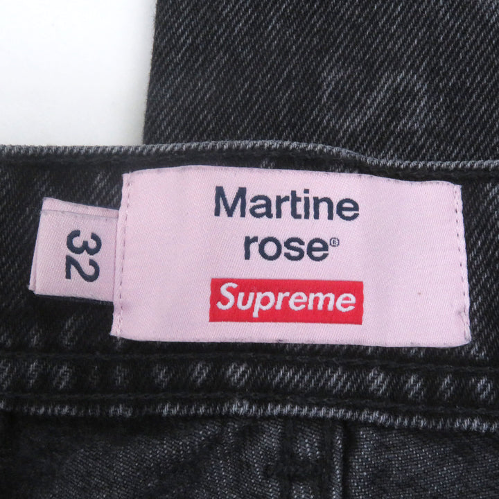 美品□Supreme Martine Rose シュプリーム マーティンローズ ロゴ総柄 レザーパッチ デニムパンツ カーゴパンツ ブラック 32 正規品