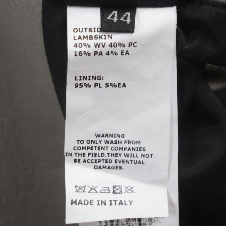 美品▼EMMETI エンメティ GIAPPONE-250 ラムレザー ウール ニット切替 WZIPUP シングル ライダースジャケット グレー 44 正規品 メンズ