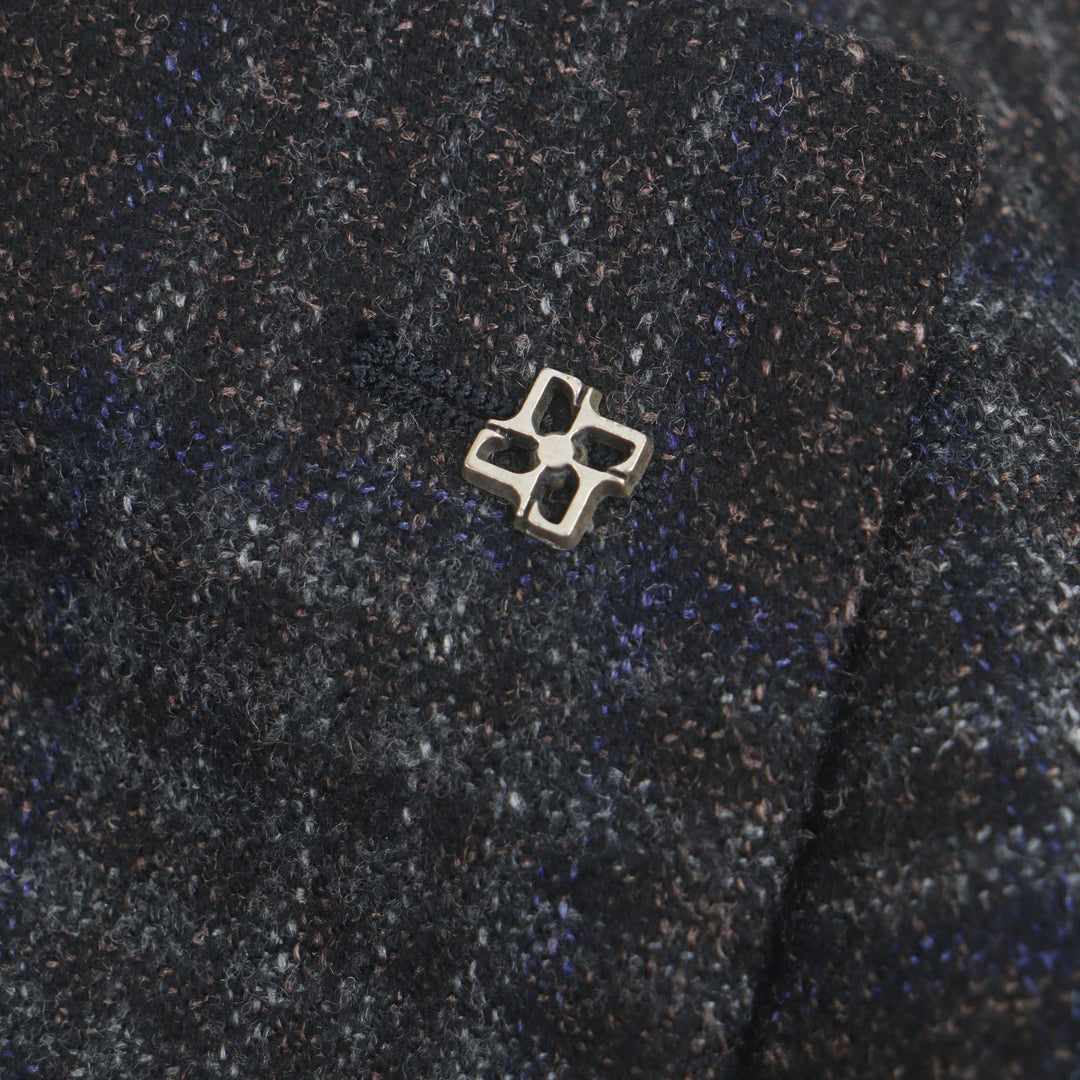 極美品▼TAGLIATORE タリアトーレ 1SMC22K ウール シルク リネン チェック柄 シングルジャケット テーラード ブラウン 48 正規品 メンズ