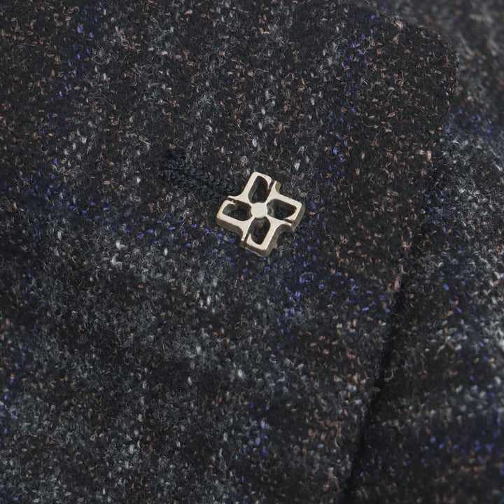 極美品▼TAGLIATORE タリアトーレ 1SMC22K ウール シルク リネン チェック柄 シングルジャケット テーラード ブラウン 48 正規品 メンズ