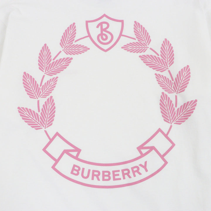 極美品□BURBERRY バーバリー 8071691 コットン100% ティッシ期 オークリーフ バックプリント 半袖Ｔシャツ ホワイト S 正規品 メンズ