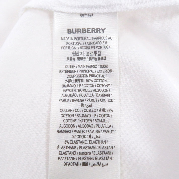 極美品□BURBERRY バーバリー 8071691 コットン100% ティッシ期 オークリーフ バックプリント 半袖Ｔシャツ ホワイト S 正規品 メンズ