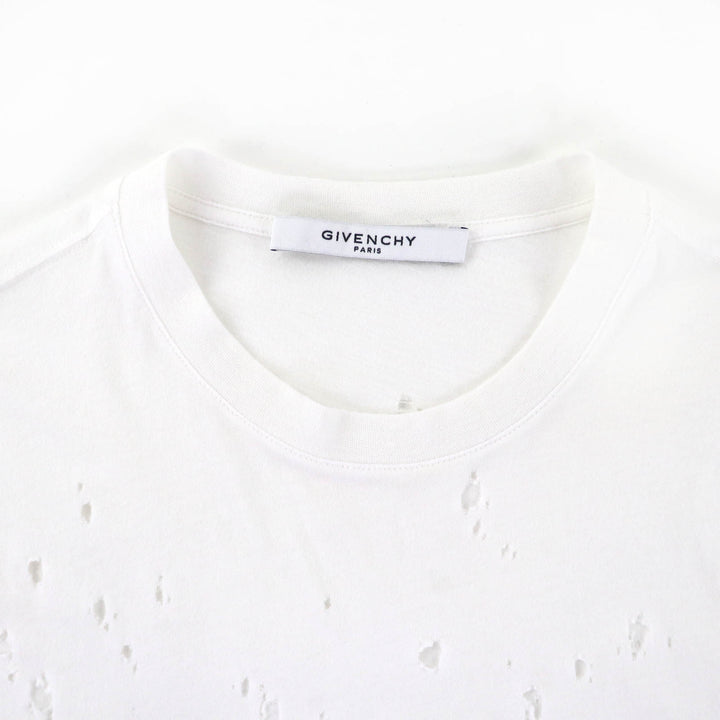 極美品☆GIVENCHY ジバンシィ BW700D305P コットン100％ デストロイ加工 半袖Ｔシャツ トップス ホワイト XS 正規品 メンズ