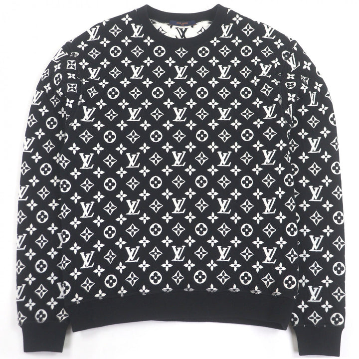 美品□LOUIS VUITTON ルイヴィトン 20SS モノグラム ジャガードクルーネック スウェット ブラック ホワイト XS イタリア製 正規品 メンズ