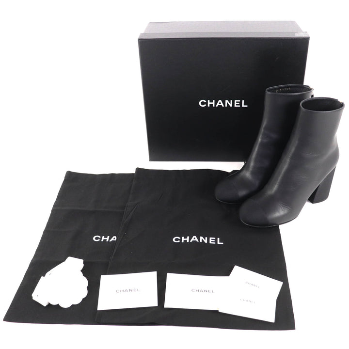 極美品◇CHANEL シャネル 22K G39529 ココマーク ゴールド金具付き レザー アンクルブーツ ブラック 36 保存袋付 イタリア製 レディース