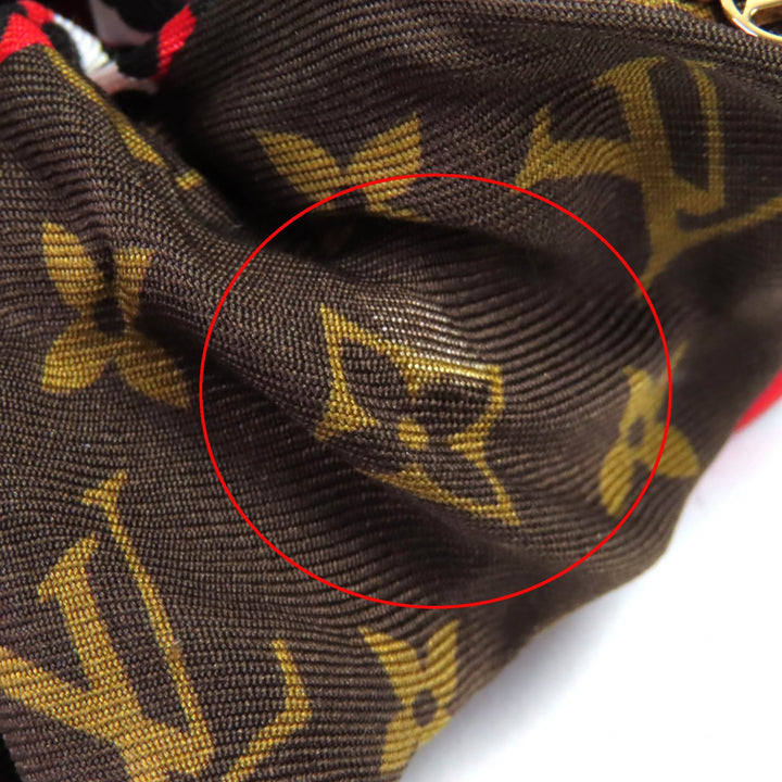 極美品◇LOUIS VUITTON ルイヴィトン M77011 シルク100％ LV金具付き ビーマインドフル モノグラム 2個セット シュシュ ヘアアクセサリー