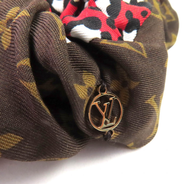 極美品◇LOUIS VUITTON ルイヴィトン M77011 シルク100％ LV金具付き ビーマインドフル モノグラム 2個セット シュシュ ヘアアクセサリー