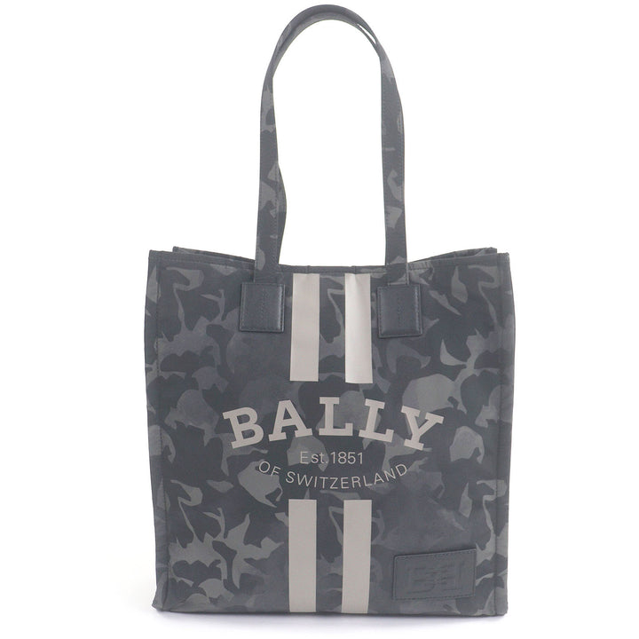 極美品□BALLY バリー CRYSTALIA 一部レザー使い カモフラ柄 ロゴプリント トートバッグ カーキ系 保存袋付き メンズ A4収納可能◎