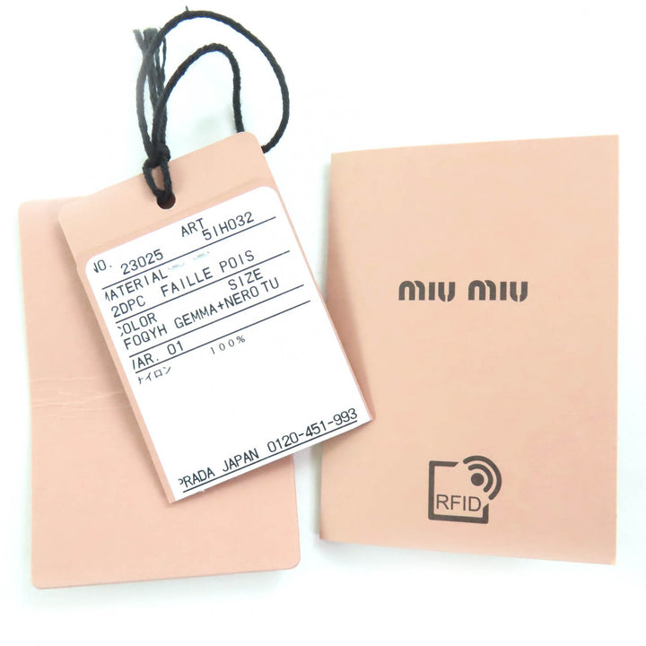 極美品◇Miu Miu ミュウ ミュウ 5IH032 ロゴ刺繍 ドット柄 リボン カチューシャ ヘアアクセサリー ピンク ブラック 保存袋付 レディース