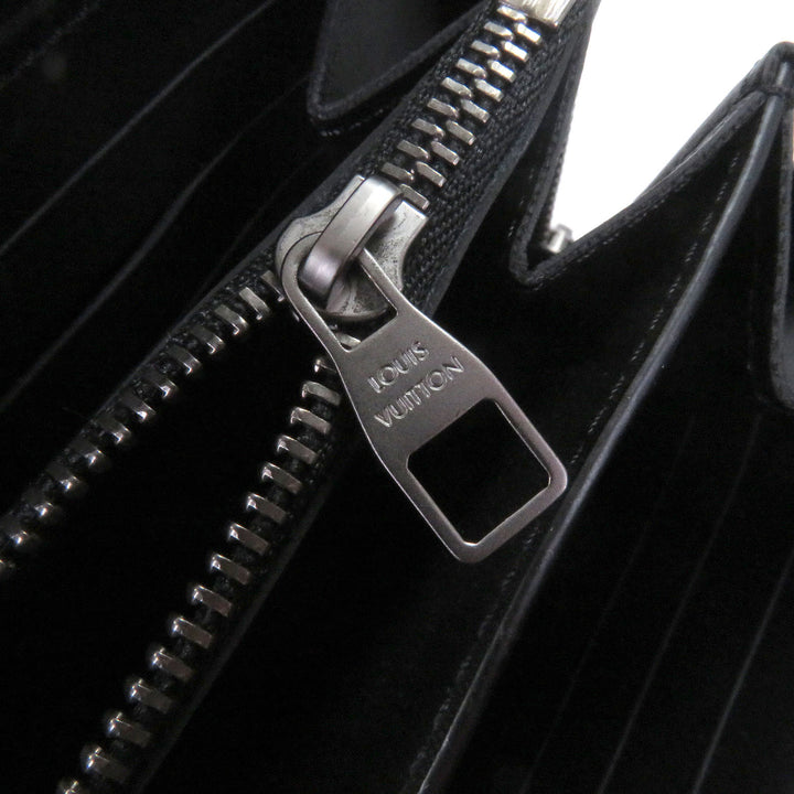 美品□LOUIS VUITTON ルイヴィトン N61254 ダミエ アンフィニ レザー ラウンドファスナー 長財布 ロングウォレット ブラック メンズ