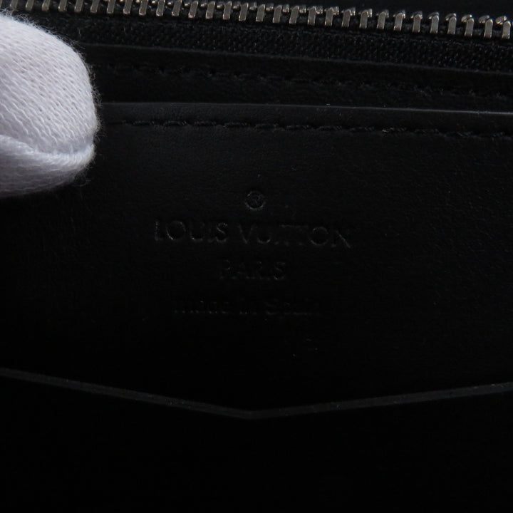 美品□LOUIS VUITTON ルイヴィトン N61254 ダミエ アンフィニ レザー ラウンドファスナー 長財布 ロングウォレット ブラック メンズ