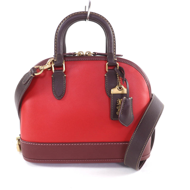 極美品★COACH コーチ CC412 レヴェル バッグ・カラーブロック 2WAY レザー ショルダー・ ハンドバッグ レッド 保存袋付き レディース