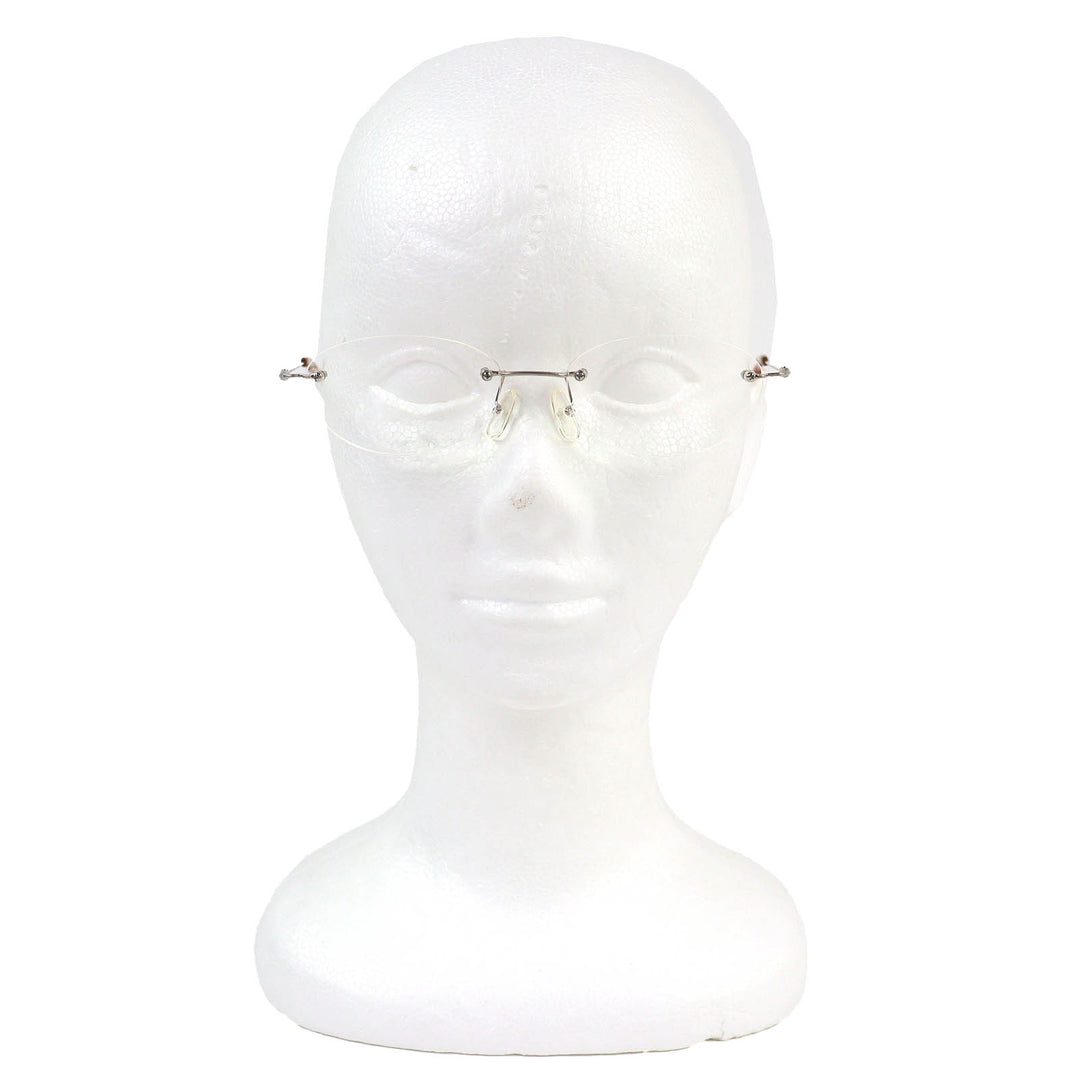 美品△PARIS MIKI パリミキ SUPER SMOOTH K14WG ツーポイント リムレス メガネ 眼鏡 アイウェア シルバー ブラウン 140 度入り 重量14.4g