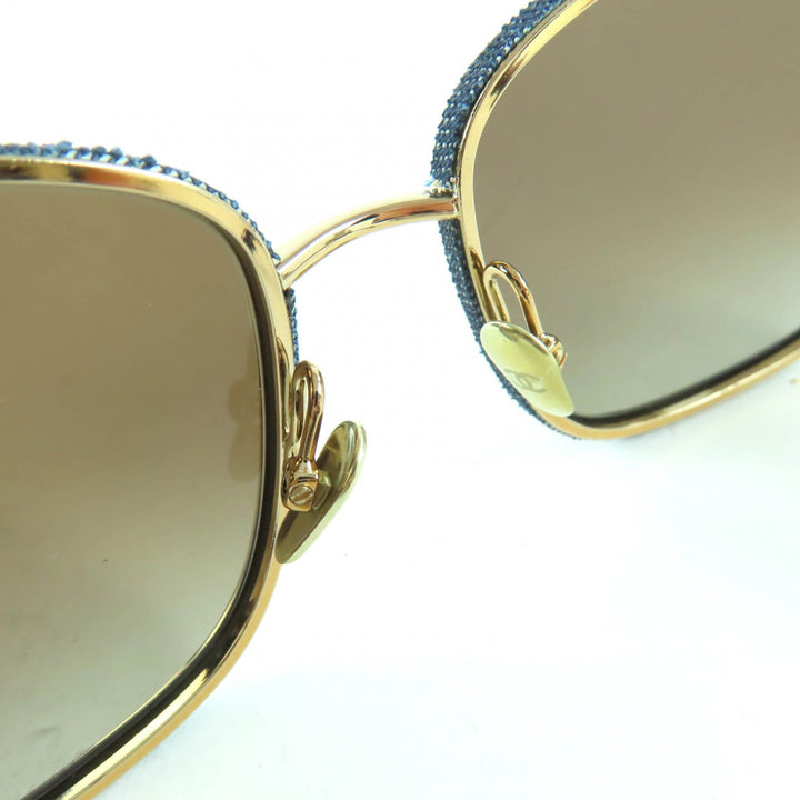 未使用品★CHANEL シャネル 4289-Q キャッツアイ シェイプ 現行品 ココマーク デニム サングラス 紺 ゴールド 57□18 140 箱・ケース付