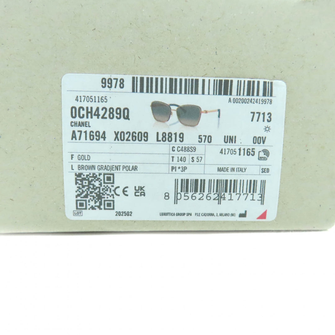 未使用品★CHANEL シャネル 4289-Q キャッツアイ シェイプ 現行品 ココマーク デニム サングラス 紺 ゴールド 57□18 140 箱・ケース付