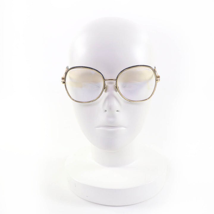 未使用品☆CHANEL シャネル 2218-S ココマーク ラウンド シェイプ デニム メガネ 眼鏡 アイウェア ゴールド ネイビー 54□18 140 伊製
