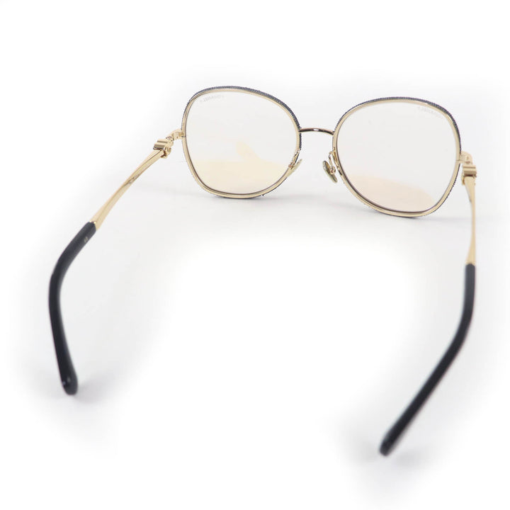 未使用品☆CHANEL シャネル 2218-S ココマーク ラウンド シェイプ デニム メガネ 眼鏡 アイウェア ゴールド ネイビー 54□18 140 伊製