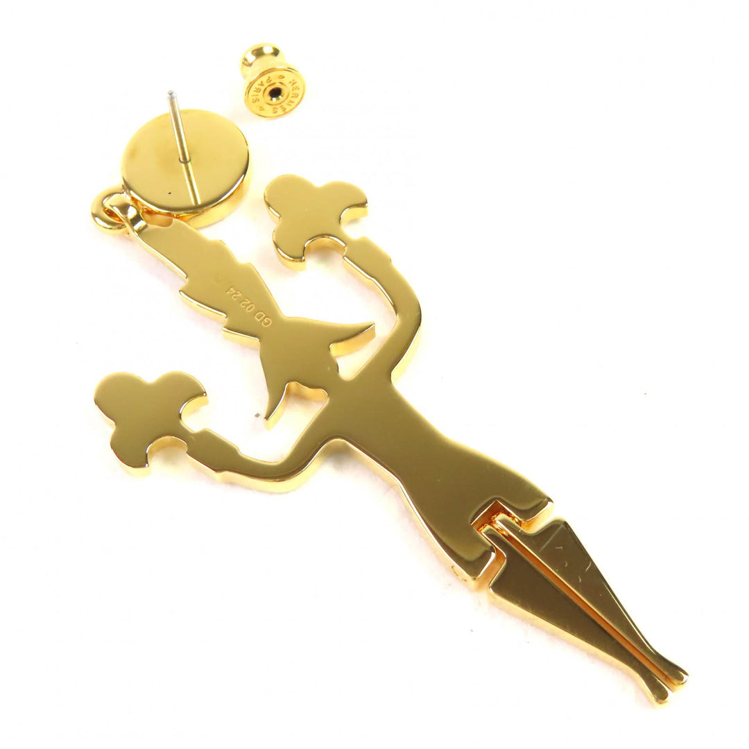 未使用品△HERMES エルメス グランド・パラード Boucles d’oreilles Artificier 花火師 ピアス 現行品 ゴールド ネイビー 定価154000円