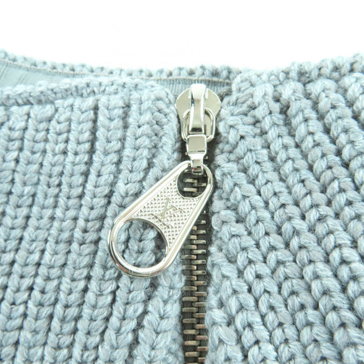 未使用品★LOUIS VUITTON ルイヴィトン 24AW レザーロゴパッチ付 サイドZIP 台形 ニットスカート グレー XS 伊製 正規品 レディース