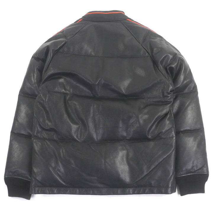 美品□TENDERLOIN テンダーロイン T-RACING LEATHER サイドライン レザージャケット パファージャケット ブラック オレンジ S 日本製