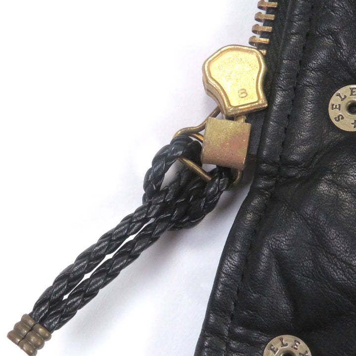 美品□TENDERLOIN テンダーロイン T-RACING LEATHER サイドライン レザージャケット パファージャケット ブラック オレンジ S 日本製