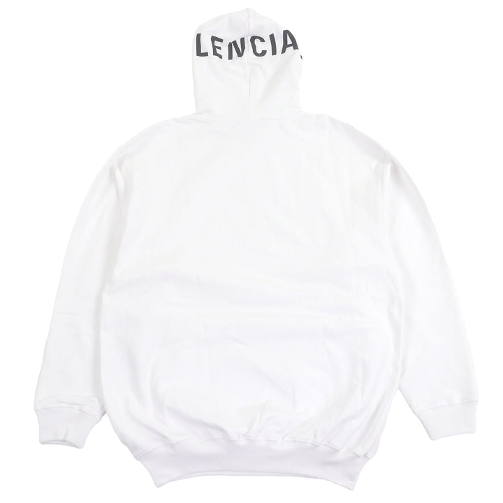 極美品□BALENCIAGA バレンシアガ 528351 コットン100％ ロゴプリント プルオーバーパーカー フーディー ホワイト XS 正規品 メンズ