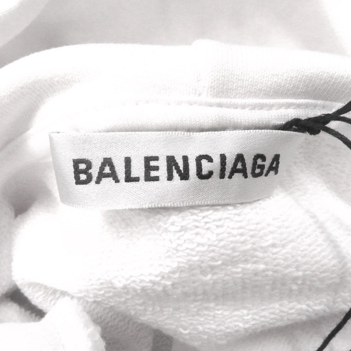 極美品□BALENCIAGA バレンシアガ 528351 コットン100％ ロゴプリント プルオーバーパーカー フーディー ホワイト XS 正規品 メンズ