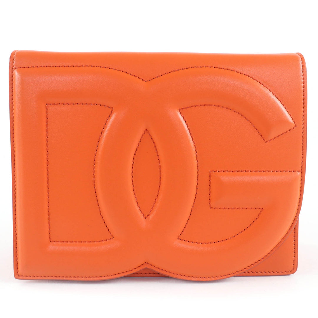 極美品☆DOLCE&amp;GABBANA ドルチェ＆ガッバーナ DGロゴ 2WAY レザー ショルダーバッグ クラッチバッグ オレンジ 箱・保存袋付 イタリア製