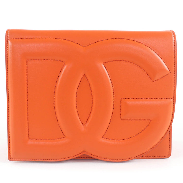 極美品☆DOLCE&amp;GABBANA ドルチェ＆ガッバーナ DGロゴ 2WAY レザー ショルダーバッグ クラッチバッグ オレンジ 箱・保存袋付 イタリア製