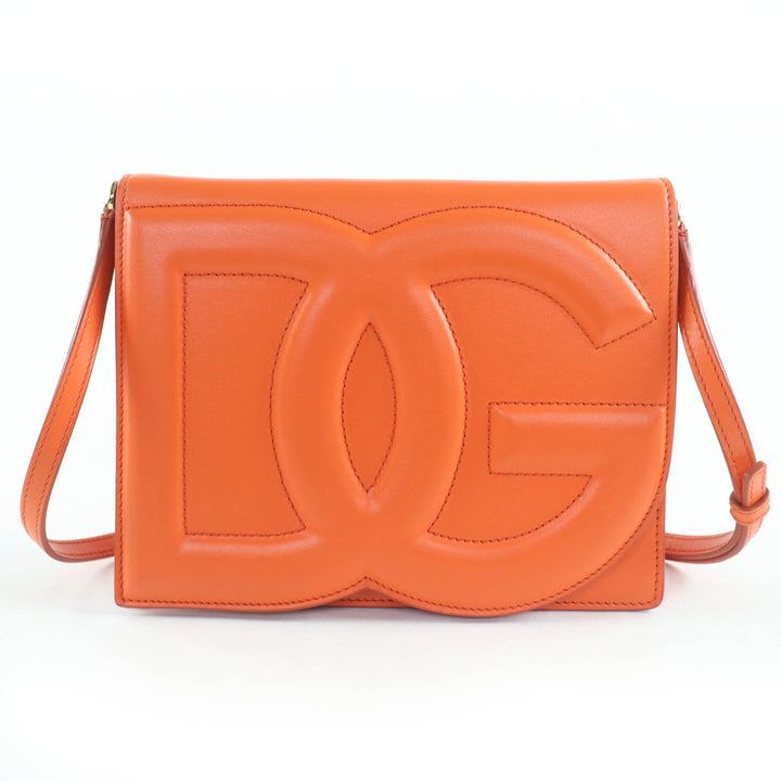極美品☆DOLCE&amp;GABBANA ドルチェ＆ガッバーナ DGロゴ 2WAY レザー ショルダーバッグ クラッチバッグ オレンジ 箱・保存袋付 イタリア製