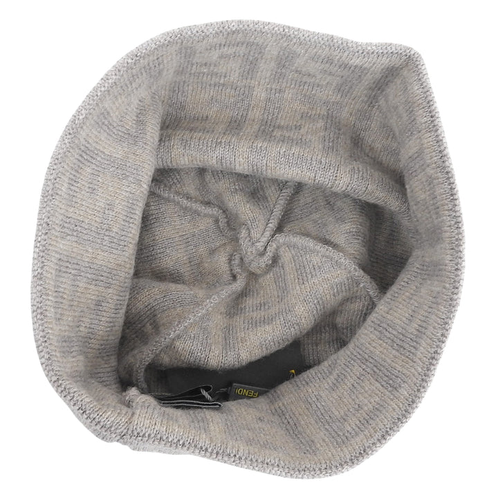 未使用品▲FENDI フェンディ ウール カシミヤ混 ズッカ柄 ビーニー ニット帽 ニットキャップ ブラウンベージュ TU イタリア製