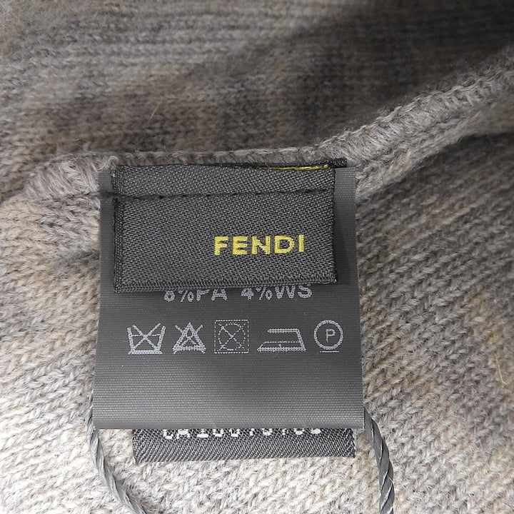 未使用品▲FENDI フェンディ ウール カシミヤ混 ズッカ柄 ビーニー ニット帽 ニットキャップ ブラウンベージュ TU イタリア製