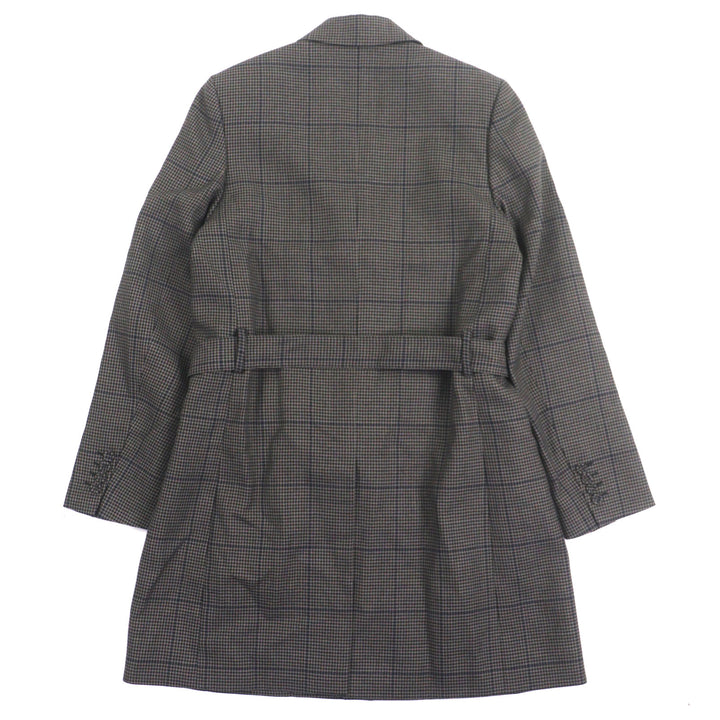 極美品▼DIOR ディオール オム 293C381B5637 ウール100% 千鳥格子柄 CDバックル ベルト付 比翼仕立て コート ブラウン 46 正規品 メンズ