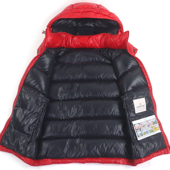 極美品□MONCLER モンクレール BORMES ロゴワッペン WZIP フーデッド ダウンベスト ジレ レッド 1 正規品 メンズ レディース オススメ◎