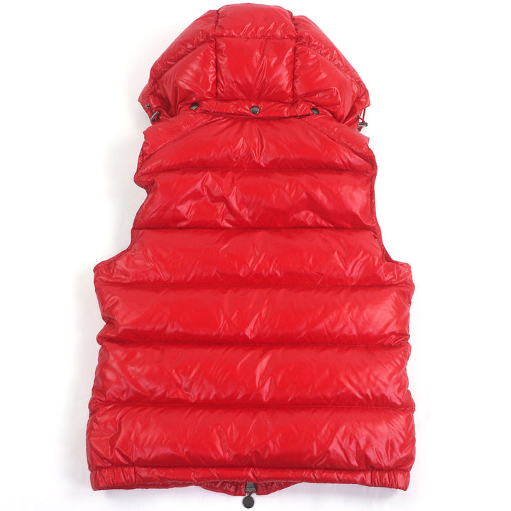 極美品□MONCLER モンクレール BORMES ロゴワッペン WZIP フーデッド ダウンベスト ジレ レッド 1 正規品 メンズ レディース オススメ◎