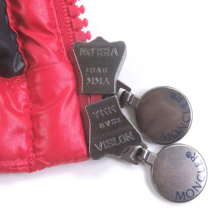 極美品□MONCLER モンクレール BORMES ロゴワッペン WZIP フーデッド ダウンベスト ジレ レッド 1 正規品 メンズ レディース オススメ◎