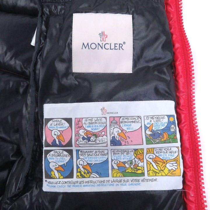 極美品□MONCLER モンクレール BORMES ロゴワッペン WZIP フーデッド ダウンベスト ジレ レッド 1 正規品 メンズ レディース オススメ◎