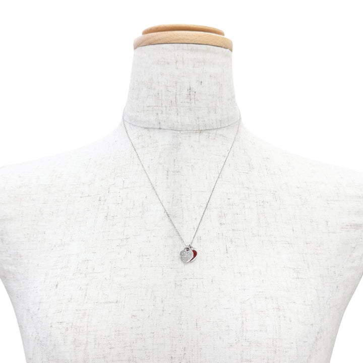 美品△TIFFANY&amp;Co. ティファニー リターントゥティファニー レッド ミニ ダブル ハートタグ 1Pダイヤモンド AG925 ネックレス 重量2.6g
