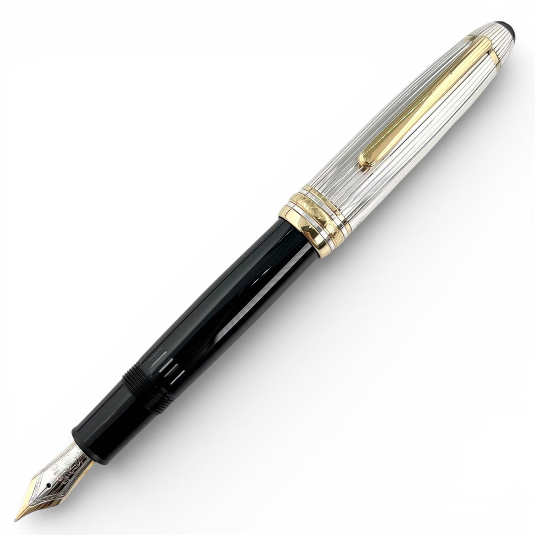 美品▲MONTBLANC モンブラン ヴィンテージ マイスターシュテュック ソリテール ドゥエ スターリングシルバー ル･グラン Mニブ 万年筆