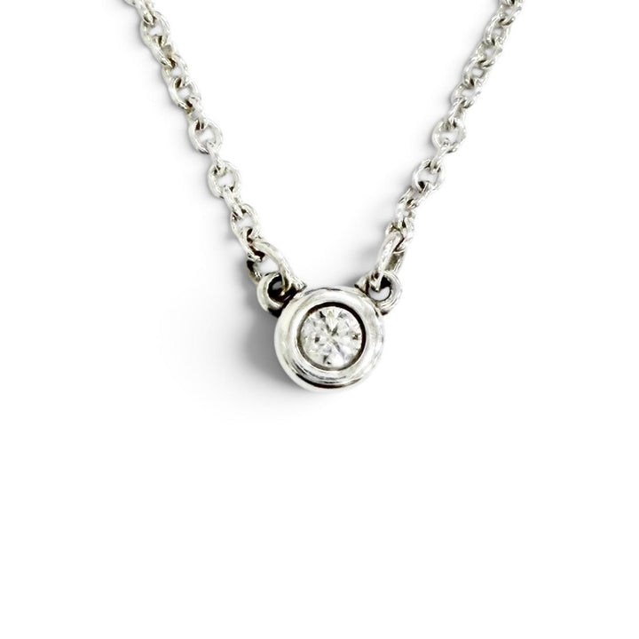 美品△TIFFANY&amp;Co. ティファニー エルサペレッティ バイザヤード AG925 1Pダイヤモンド ペンダント ネックレス シルバー 重量1.6g 袋付き
