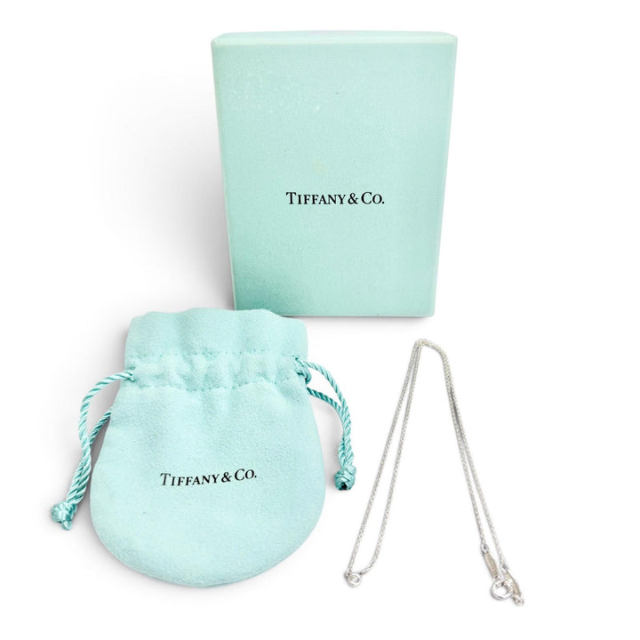美品△TIFFANY&amp;Co. ティファニー エルサペレッティ バイザヤード AG925 1Pダイヤモンド ペンダント ネックレス シルバー 重量1.6g 袋付き