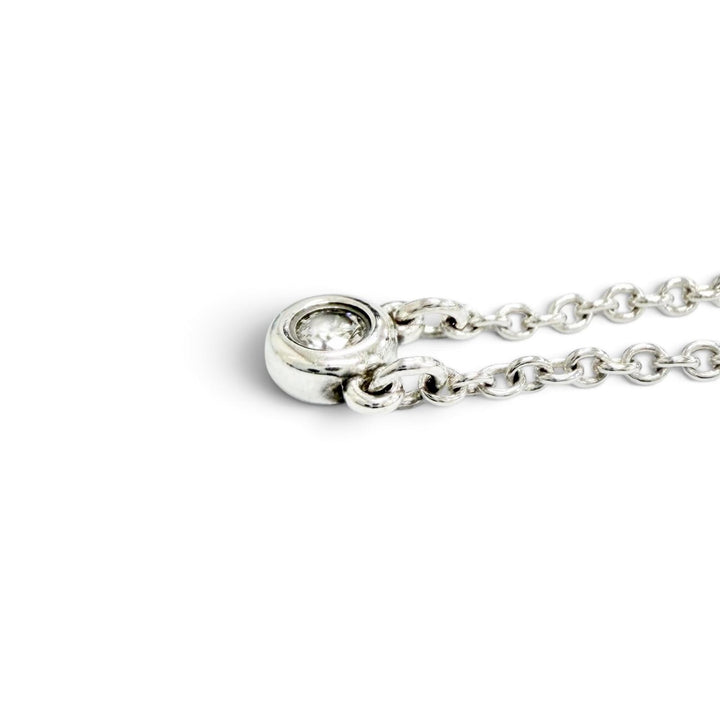 美品△TIFFANY&amp;Co. ティファニー エルサペレッティ バイザヤード AG925 1Pダイヤモンド ペンダント ネックレス シルバー 重量1.6g 袋付き